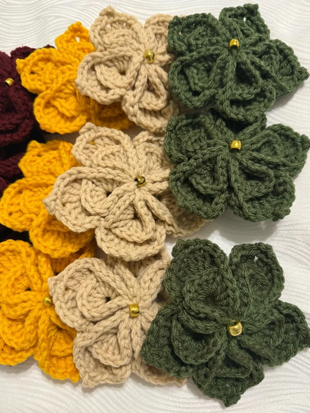 Handmade Crochet Flowers set of 15 Autumn Colors
